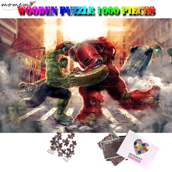 

MOMEMO Hulk and Iron Man Pure Wooden Jigsaw Puzzle 1000 Pieces Puzzles for Adults Movies Pattern Puzzle Games Toy for Kids Gifts