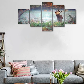 

Modular Canvas HD Prints Posters Home Decor Wall Art Pictures 5 Pieces Abstract Closeup of Deer Paintings No Frame