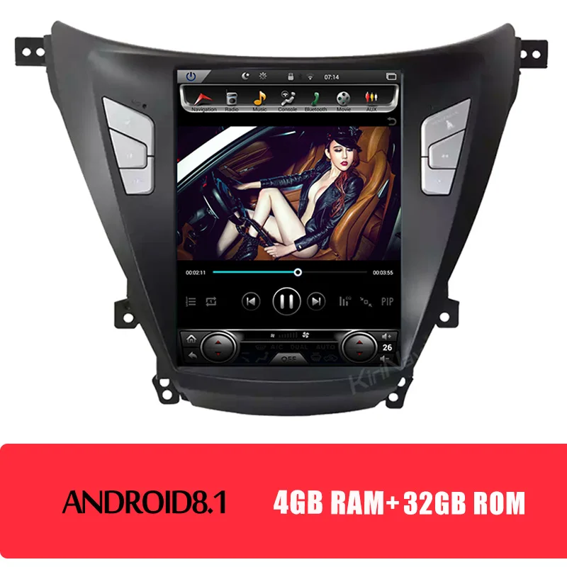 Android Car Radio KiriNavi 10," Telsa стиль вертикальный экран Android 8,1 Автомобильный DVD Радио для hyundai Elantra авто gps навигация 2011- Bluetooth - Color: Android Car Radio