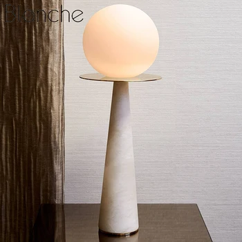 

Blonche Modern Marcle Ball Table Lamp Nordic Desk Lights for Living Room Bedroom Bedside Home Decor Lighting E27 Study Fixtures