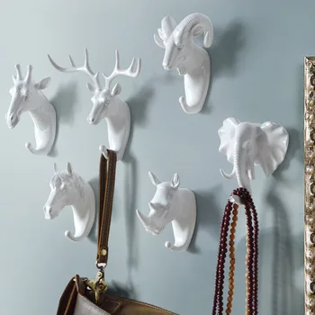 

Animal Shape Hooks Deer Antelope Rhino Horse Giraffe Elephant Head Wall Hanger Coat Hat Hook Holder Home Decor Bag Clothes Hook
