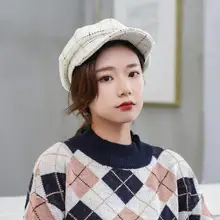 Клетчатая шляпа художника, женская теплая зимняя плоская кепка s, женская военная Кепка, хлопковые шапки, подходящие для сохранения тепла, солнцезащитный крем