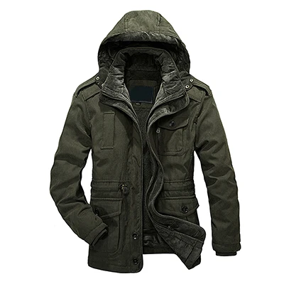iSurvivor Winter Jacket Men Casual Thicken Warm Minus 40 Degrees Cotton-Padded Jackets Men's Hooded Windbreaker Parka - Цвет: Army Green