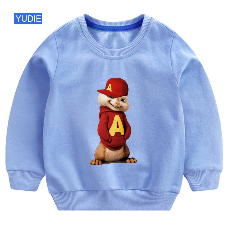 Детский свитер для мальчиков с Элвином и чипманком; белая толстовка для малышей; модный детский свитер; осень г.; одежда для маленьких девочек - Цвет: sweatshirt blue