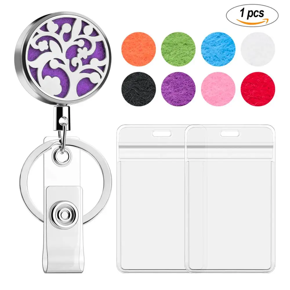 One bracket 30mm easy to pull buckle retractable length 60cm titanium steel essential oil diffuser badge scroll clip certificate