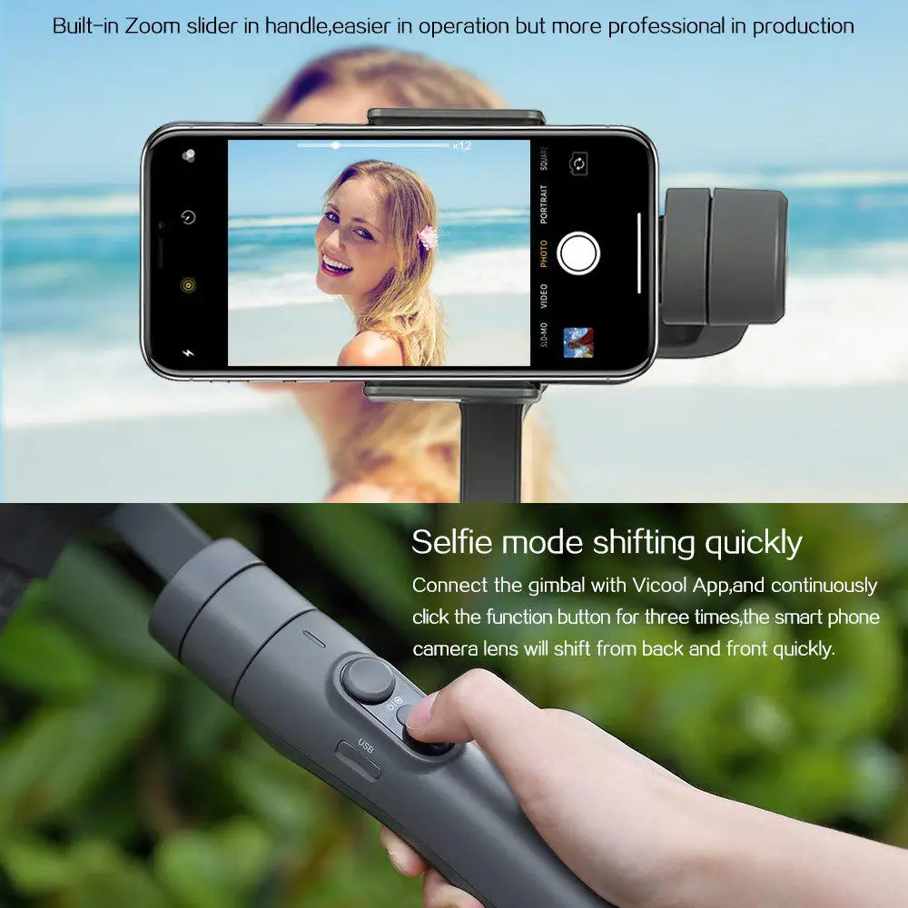 Yiwa Vimble 2 3-Axis ручной шарнирный стабилизатор для камеры для iPhone X/8/7 samsung Galaxy S9/S8/S7 huawei смартфонов