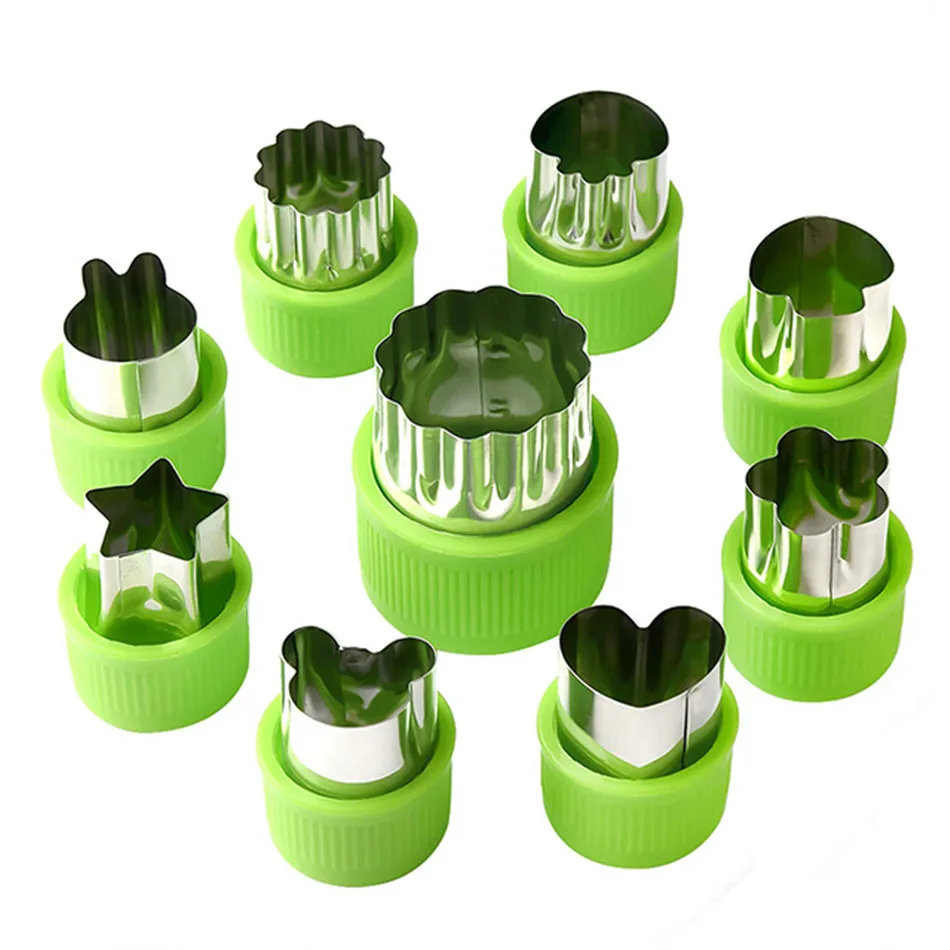 9pcs 12 шт., форма для печенья из нержавеющей стали, форма для печати, полная защита, форма для поверхности бабочки, форма для резки овощей и фруктов, резак - Цвет: 9pcs