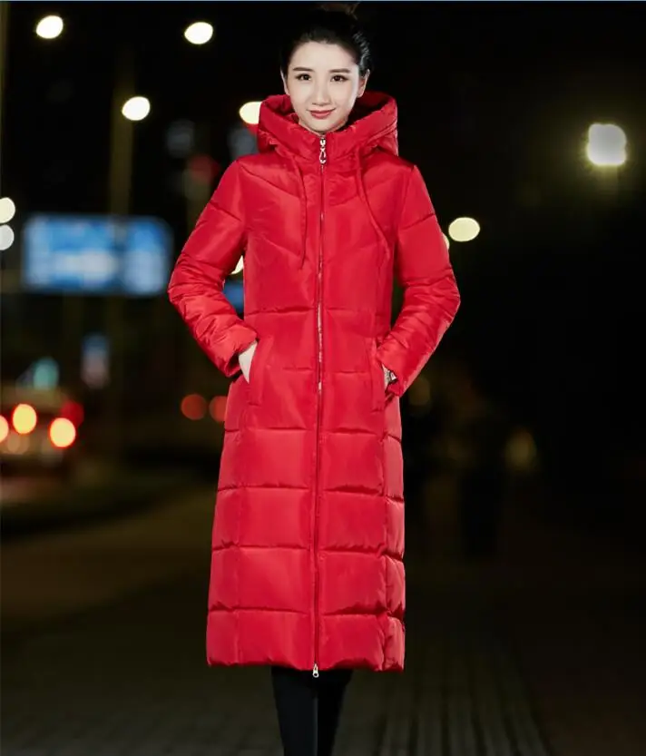 Красный Новинка, большие размеры, M L XL XXL XXXL 4XL 5XL 6XL, парка, женская зимняя куртка, Женское пальто, X-Long, женская зимняя куртка, Женская куртка - Цвет: Красный