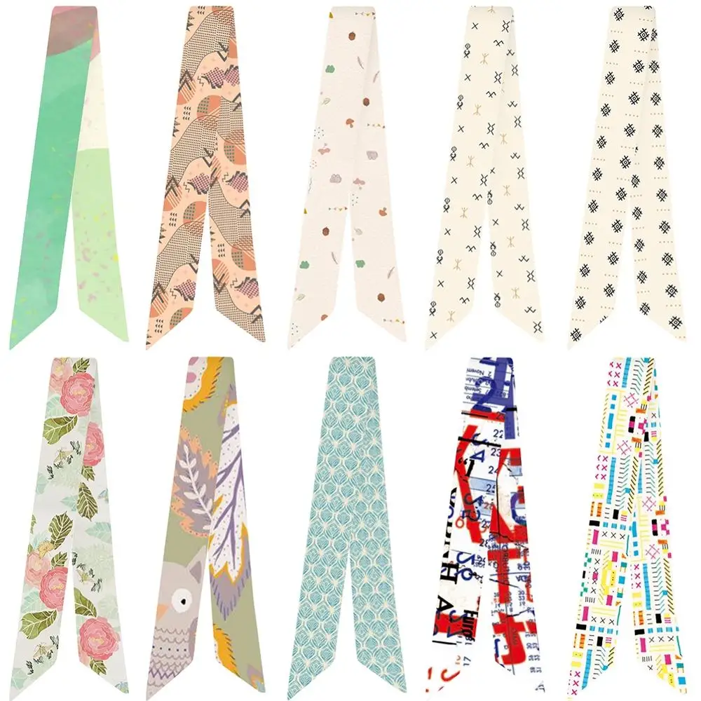 

New Chiffon Scarf Hair Tie Band for Party Women Elegant Small Fashion Skinny Retro Head Neck Silk Satin Scarf