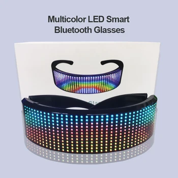 

2020 New APP Full-color Luminous Glasses Blinds Heart-shaped Christmas LED Bluetooth Glasses Bengdi EL Props Luminous Glasses