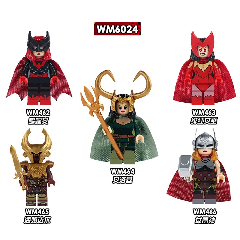 

Single Sale Buidling Blocks Super Heroes Marvel s Lady Loki Lady Thor Action Education Figure Children Gift Toys DIY WM6024