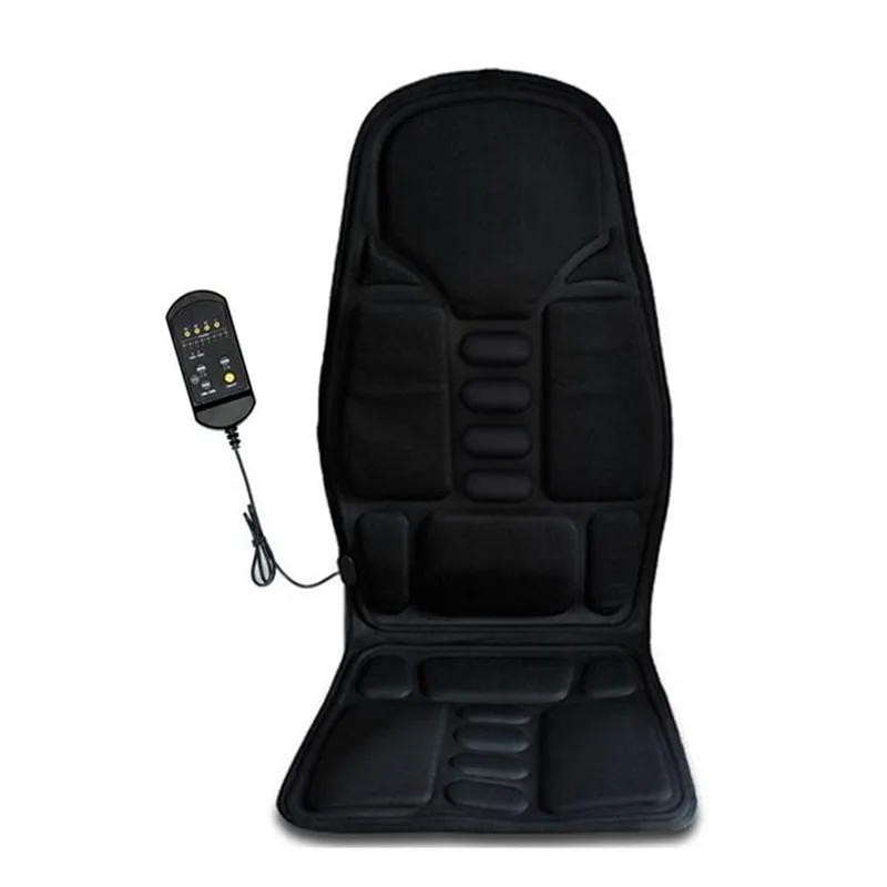Автомобильное массажное сиденье с электрическим подогревом, подушка для боли в шее, расслабление талии, Вибрационный Массажный коврик для автомобиля, офиса, массажное сиденье для всего тела - Название цвета: Black
