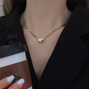 

Korean Heart Necklace for Women 2020 Trendy Jewelry Love Necklace Simple Retro Versatile Short Collarbone Chain Hot Wholesale