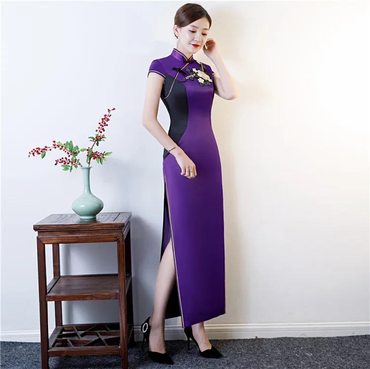 Модные вечерние Cheongsam Восточное вечернее платье в китайском стиле женское элегантное Qipao сексуальное длинное платье ретро Vestido размера плюс S-5XL