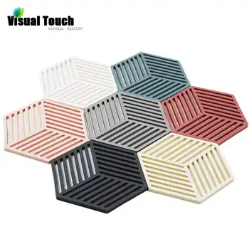 

Visual Touch Multi color Non-Slip Silicone Cup Pads Mat Coaster Hexagon Mats Pad Bowl Puzzle Placemat Desktop Pot Holder Decor