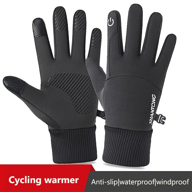 Winter MTB Bike Bicycle Cycling Thermal Warm Full Finger Gloves Touch Screen 