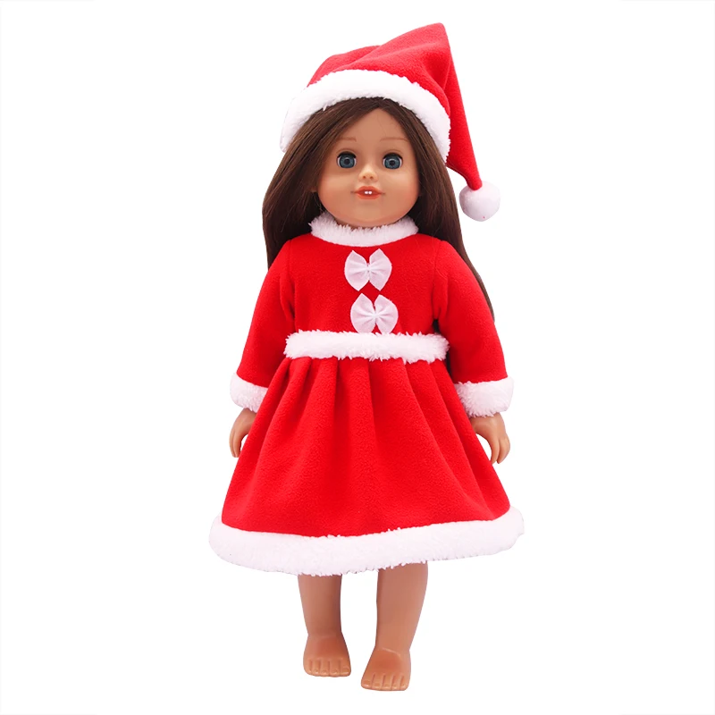 Красивая красная Рождественская Кукла одежда юбка+ головной убор, комплект детской одежды для девочек 18 дюймов American и 43, одежда для малышей на Bron куклы платье для малышки кукольные аксессуары - Цвет: 1