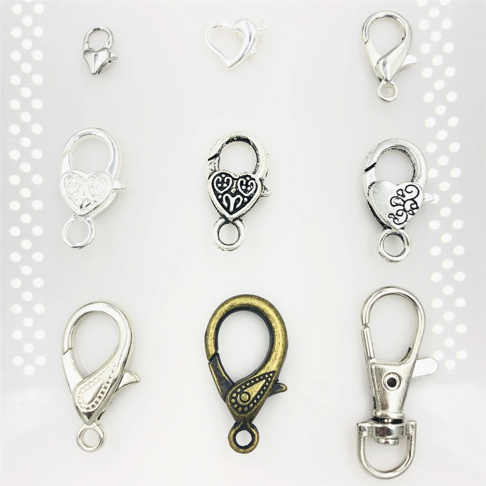 10Pcs Lobster Clasps Hooks For Necklace Bracelet Key Ring Chain Eve Eyes Heart Flower Silver Bronze Tone Jewelry DIY Accessories | Украшения