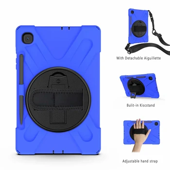 

360 Rotation Hand Strap&Kickstand Silicone Tablet Case for Samsung Galaxy Tab S6 Lite 10.4 Case 2020 P610 P615 Protective Cover