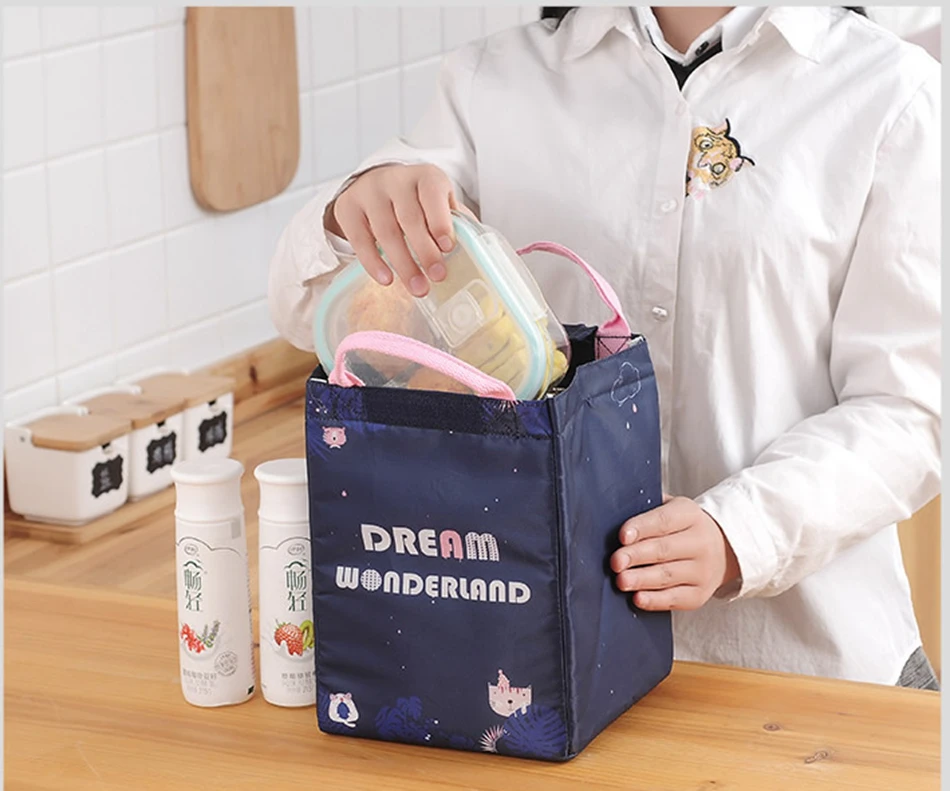 Портативная сумка для еды с мультяшным животным единорогом, утепленная термо-пищевая сумка-холодильник, Ланч-бокс для женщин и детей, большая изолирующая сумка
