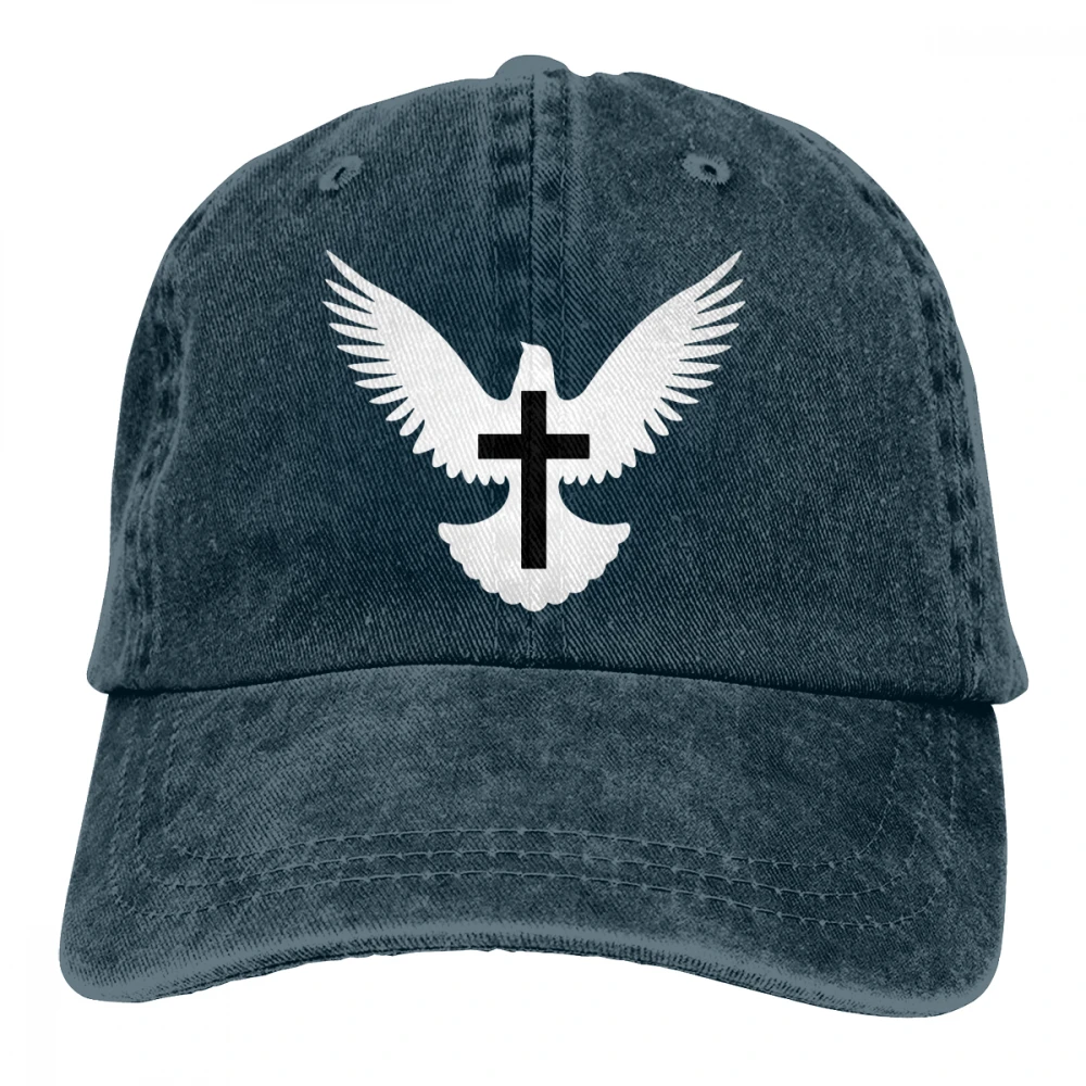 Голубь мира перстень из нержавеющей стали крест Casquette черный унисекс Мужские Женские джинсовые бейсболка с ремешком кепки Регулируемый Гольф папа шляпа
