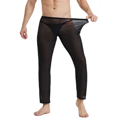 Pajamas For Men Ropa Interior Hombre See Through Pyjama Homme Mesh Sexy Underwear Sleepwear Home Pants Elasticity Pajama Pants