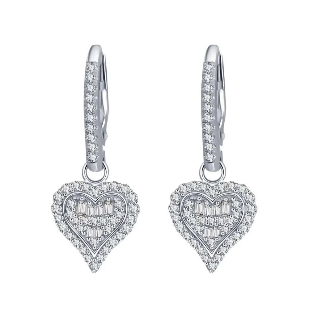 

TE263 earrings NSCD Synthetic Gem heart earring/necklace Emerald cut small stone