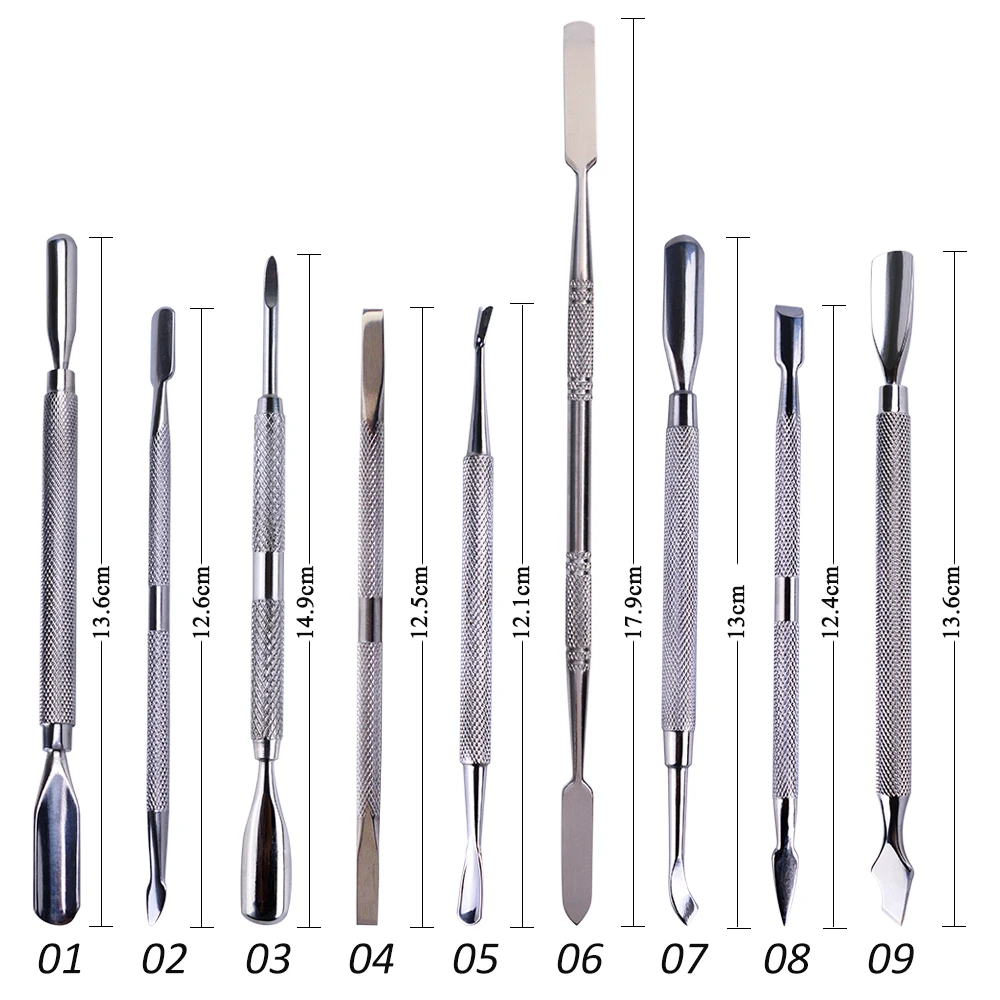 1 шт. двойной конец нержавеющая сталь дизайн ногтей толкатель для кутикулы удаления пальцев омертвевшей кожи Маникюр Триммер очиститель Уход за ногтями Инструмент LE01-09