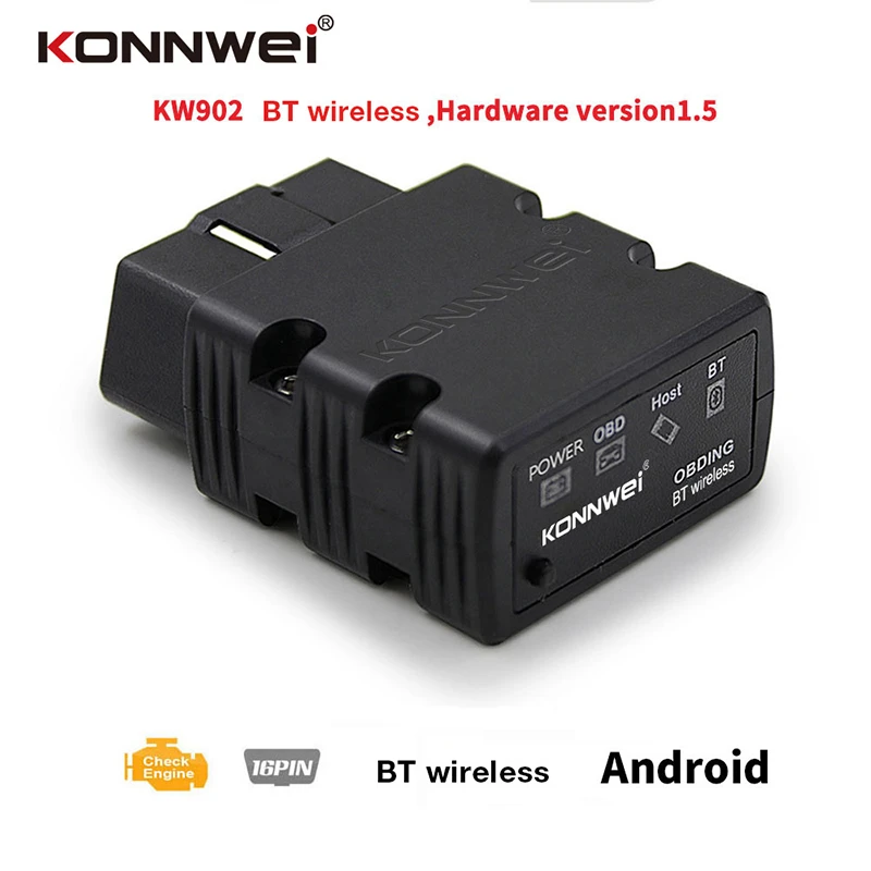 car battery charger price KW902 Bluetooth Autoscanner KONNWEI ELM327 V1.5 OBD2 Scanner PIC18f25k80 MINI ELM 327 OBDII KW902 Code Reader for Android Phone buy car inspection equipment