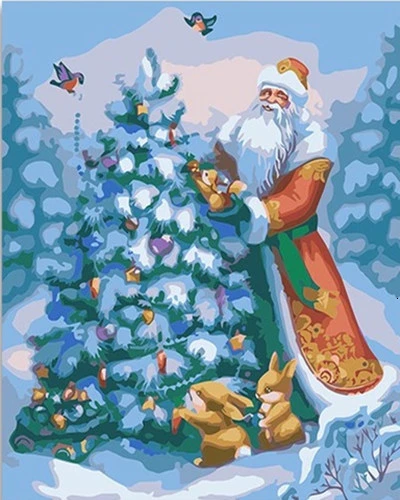 HUACAN живопись по номерам рождественские наборы Рисование холст ручная роспись DIY Санта Клаус картины подарок искусство украшение дома - Цвет: SZHC1-3416
