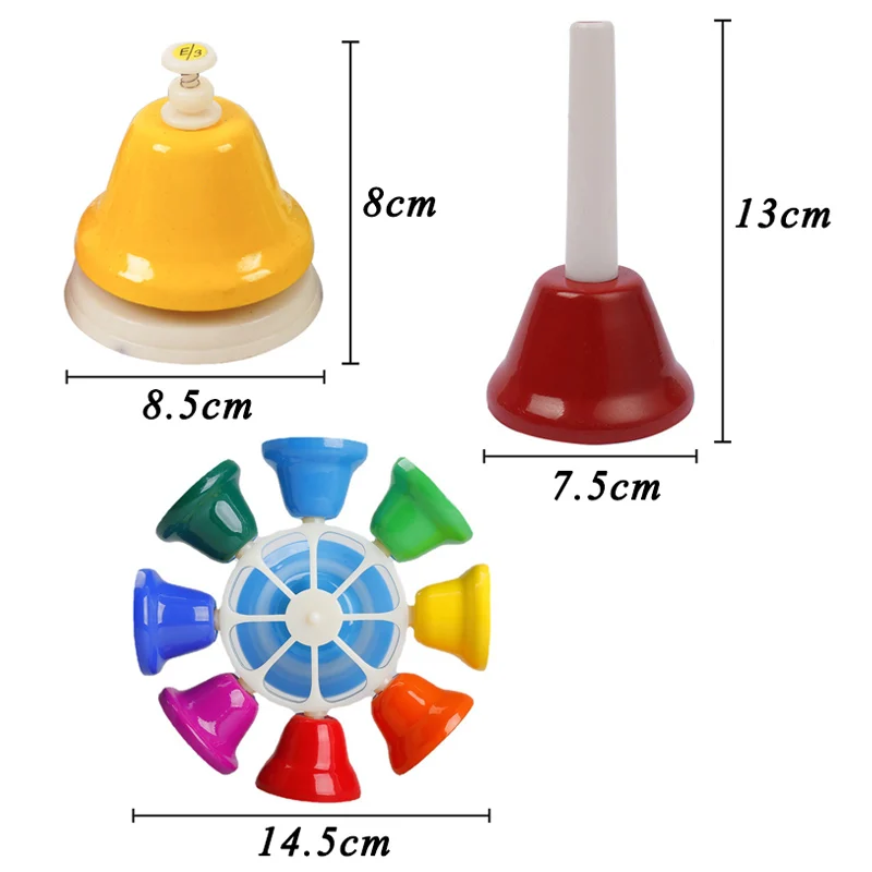 8-Note Color Bell Children Toys Percussion Instrument Set Rattle Metal Bell Musical Learning Toy Early Educational Teaching Aids 6