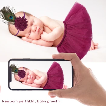 

Baby Tutu Skirt and Headband Set Newborn Tutus Little Girls Photo Photography Props Infant Princess gown clothes feather decor