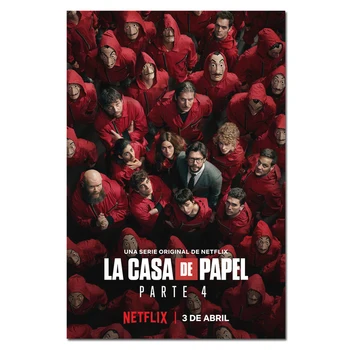 

Money Heist Poster La casa de papel Silk Prints 2020 Spanish TV Season 4 Wall Picture Home Decor House of Paper Canvas Art