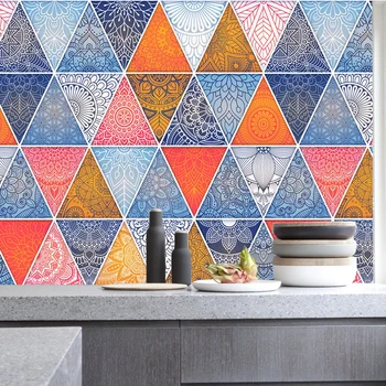 

Spain style Mandala Triangles Strip Tiles Wall Stickers Bathroom Kitchen Wardrobe Door Home Decor DIY Wallpaper customed