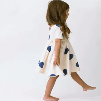 

2018 Todddler Baby Girls Summer Dress Kids Children Blue Dot Print Princess Dresses Cloth