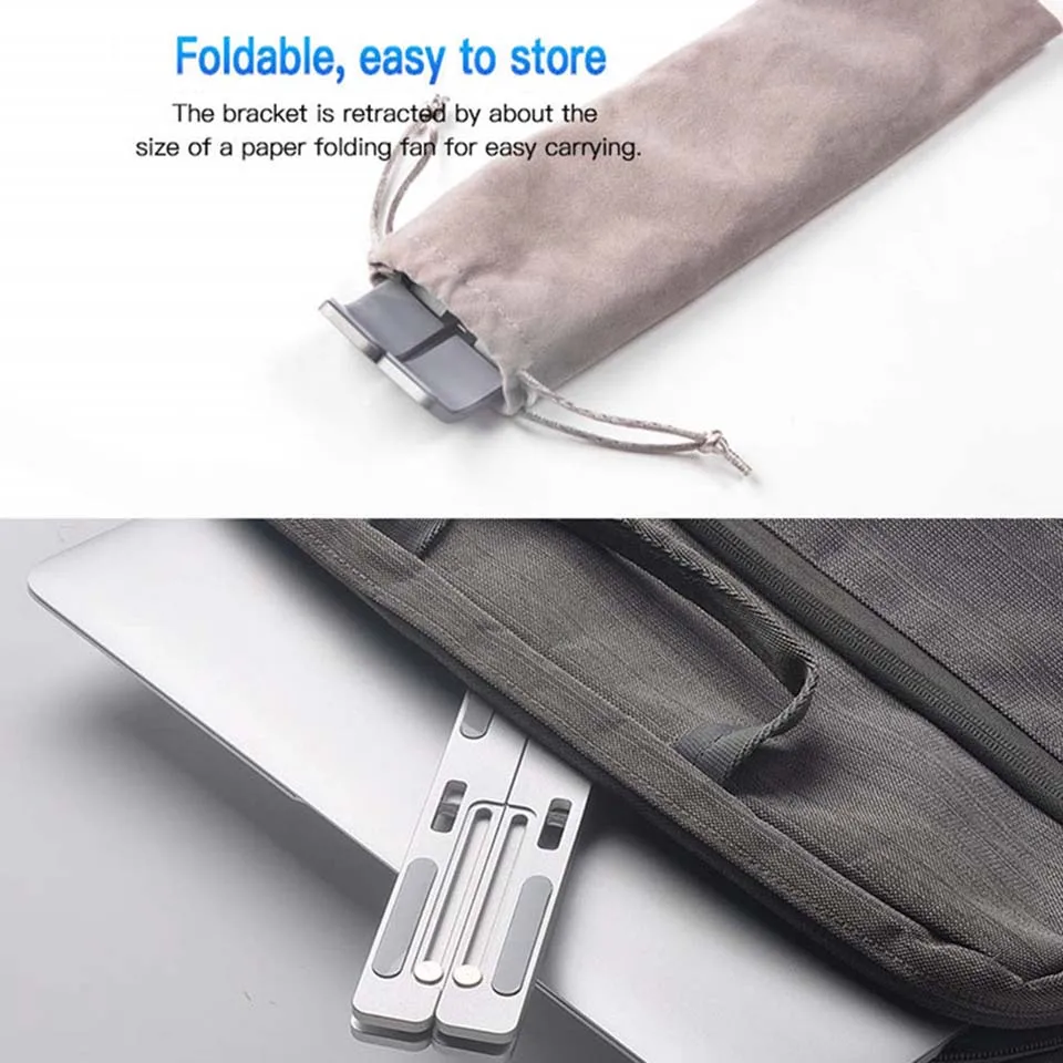 Portable Laptop Stand 6 Heights Adjustable Aluminum Alloy Desktop for Notebook MacBook Computer Bra