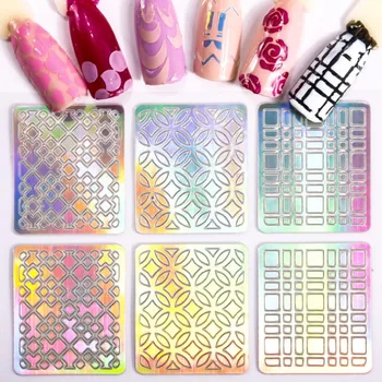 

1 pc 3D Nail Art Laser Hollow Stickers Stencil Transfer Guide Template Tools Nail Vinyl Gel Polish Decals DIY Tip