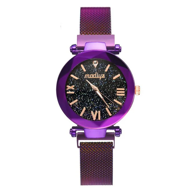 Reloj mujer роскошные женские часы Звездное небо женские магнитные часы кварцевые наручные часы модные женские наручные часы relogio feminino - Цвет: Фиолетовый