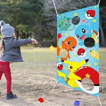 Juegos de lanzamiento de dibujos animados con 4 bolsas de frijol, suministros de lanzamiento para interiores y exteriores para niños y adultos, pancarta de Carnaval para decoración de fiesta