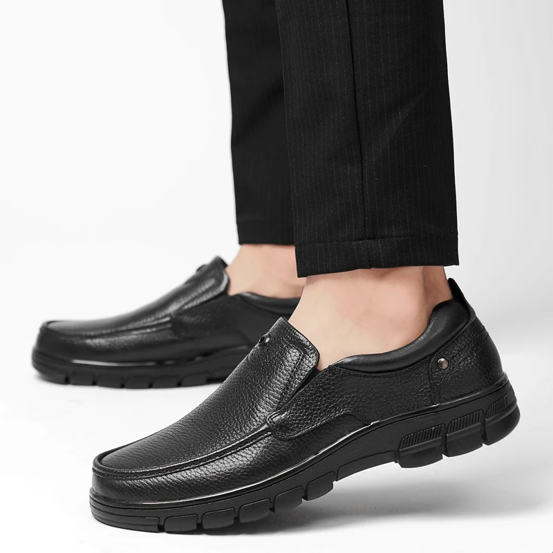 

spring autumn new style fashion men genuine leather simple slip-on casual shoes trend shoes loafers Men Flats Shoes big size 48