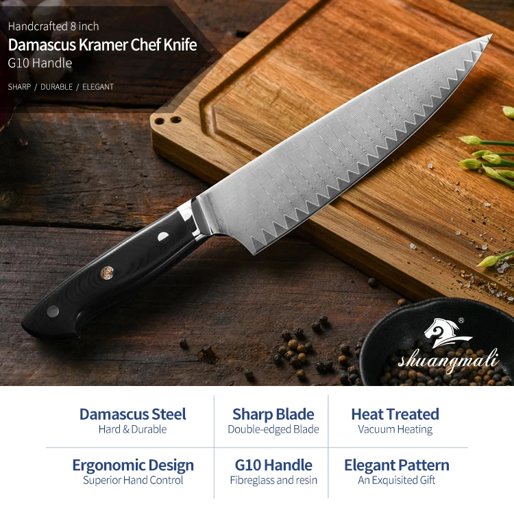8 Inch Kramer Kitchen Chef Knives 67 Layer Damascus Steel Cleaver Chef Knives Sharp Cooking Cutting Tool Slicing Meat Chef Knife
