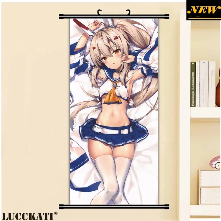 45X95 см Azur Лейн Bilan Hangxian соски без бюстгальтера животные уши калочки сексуальные лоли мультфильм аниме плакат прокрутки холст живопись - Цвет: X