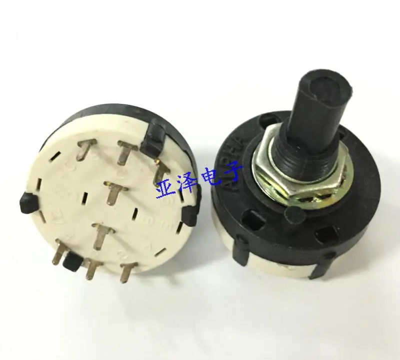 

2PCS/LOT Taiwan ALPHA Alfa SR2612F rotary band switch 2 knife, 3 shift switch shaft length 18MM