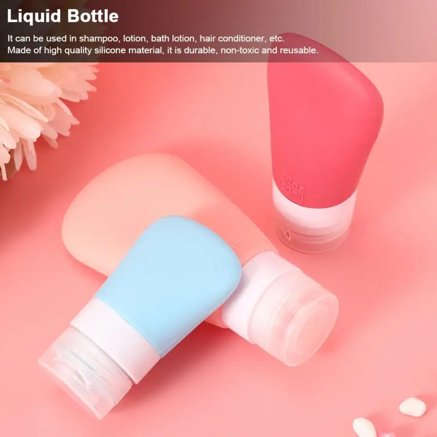 3Pcs/Set Portable Mini Silicone Liquid Bottle Shampoo Bottle Container Travel Set Dispenser for Bathroom