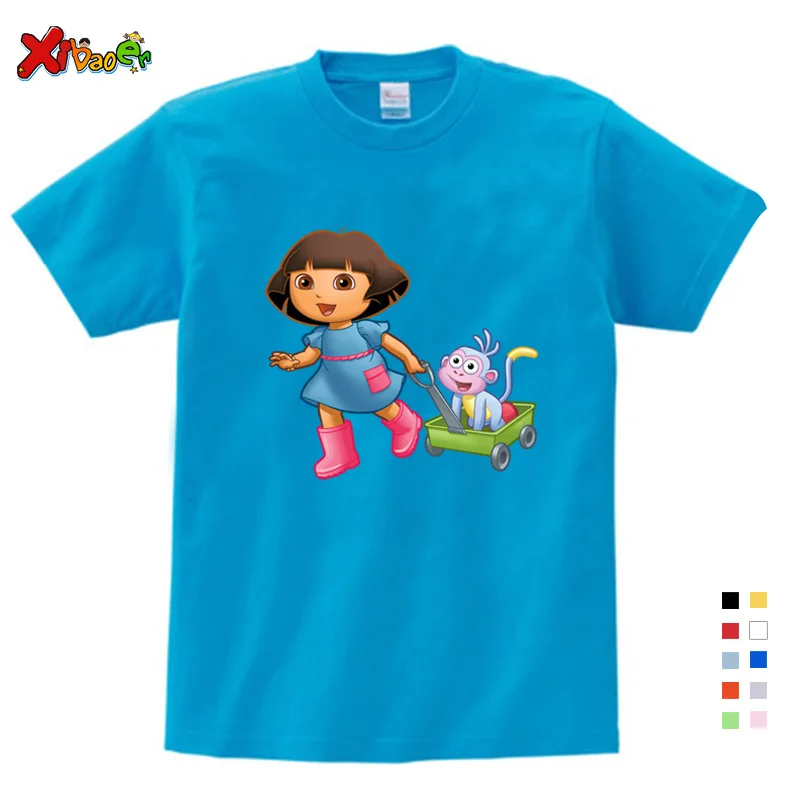 Толстовки для мальчиков и девочек детская одежда из чистого хлопка толстовки и свитшоты детские белые удобные толстовки с капюшоном для малышей с изображением Даши-путешественницы От 2 до 8 лет - Цвет: T-shirt
