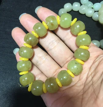 

Real Treasure Collectible Chinese Hetian Old jade Nephrite jade Carving Abacus Shape beads bracelet bangle Amulet