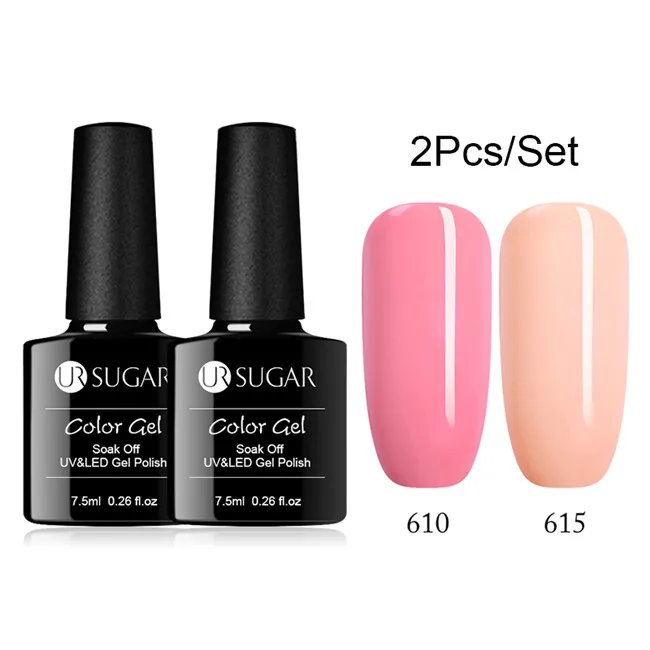 2pcs set4 Ur Sugar 2/4 шт. Розовый Блестящий Гель-лак для ногтей замочить от УФ-светодиодный длительный гель лак для ногтей Лаки маникюрный лак набор украшений - Цвет: 2pcs set4