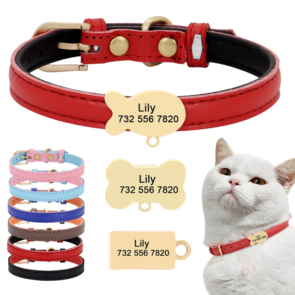 Cute Custom Cat Collar Personalized Cat Collar For Small Dogs Cats Kitten Puppy Nameplate Collars Free Engraving Accessories anti lost cat id collar personalized puppy cat collars necklace free engraved id name tag for kitten cats small dogs bling