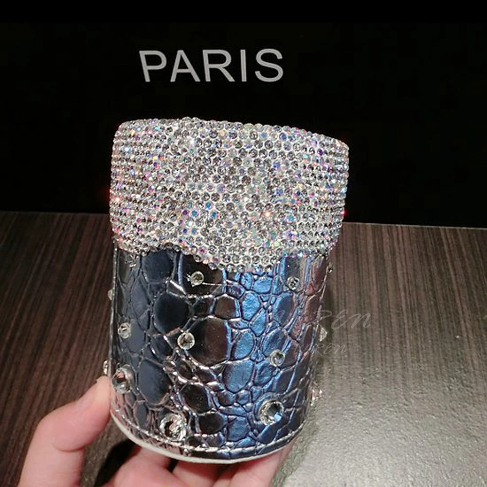 Bling блестящие стразы, подставка для уборки, коробка, Обложка, держатель для дома, автомобиля, офиса, Декор, серебро