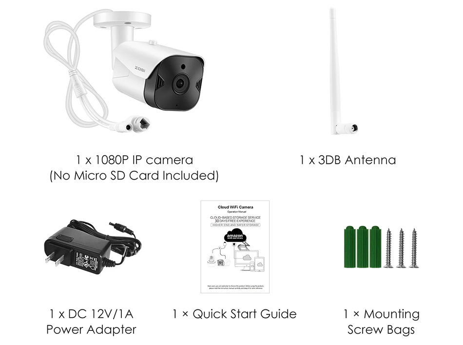 ZOSI HD 2MP Wifi IP камера 1080P Беспроводная CCTV цилиндрическая камера наблюдения наружная двухсторонняя аудио камера безопасности облачный сервис